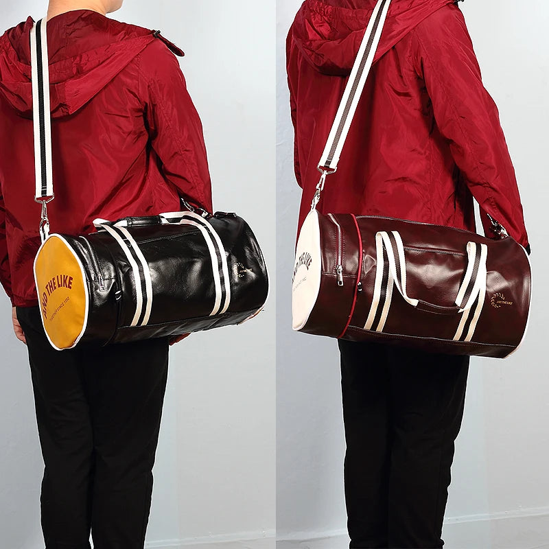 Gym Bag for Men and Women – Shoulder Messenger Bag, Portable Training Basketball Bag, Cylinder Travel Sports Leather Handbag