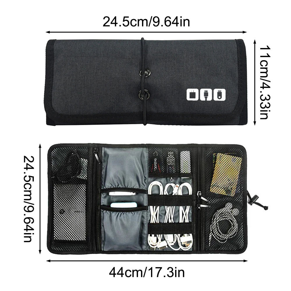 Multi-Device Travel Organizer: Large Capacity Bag for Cables, Chargers, Headphones