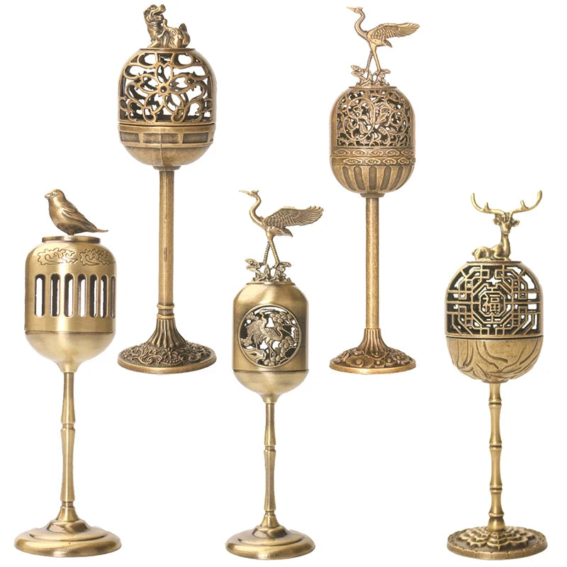 Metal Magpie Hollow Lamp – Sandalwood Fragrance Censer, Smoking Backflow Incense Holder, Tea House Ornaments for Study Room & Home Decor