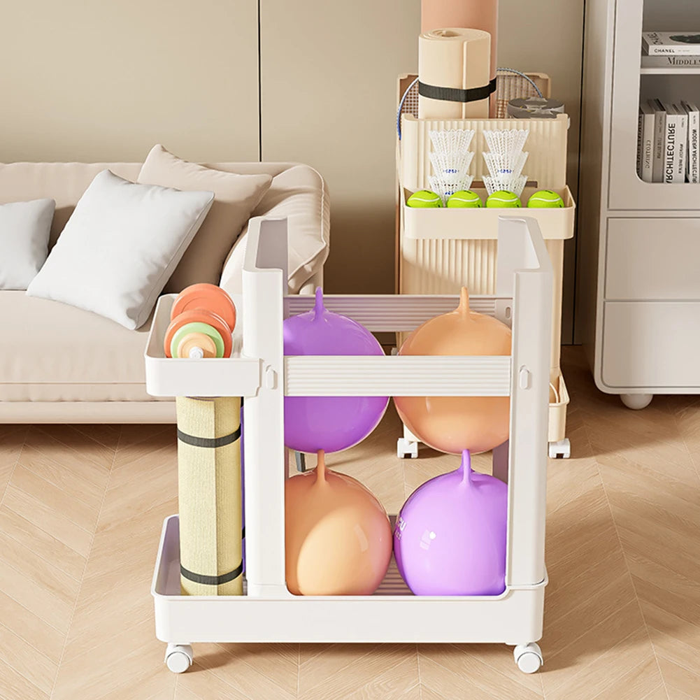 Gym Equipment Holder with Wheels – Sports Equipment Storage Rack, Yoga Mat Storage Basket, Fitness Tools Organizer