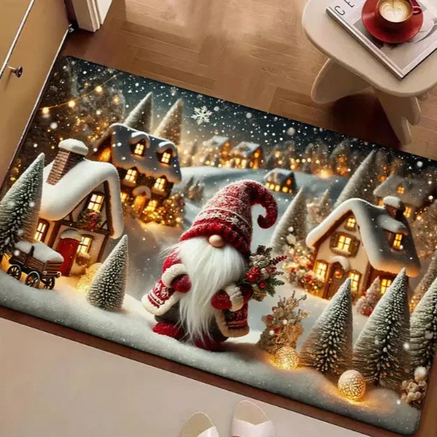 Santa Claus Christmas Gnome Door Mat – Soft Carpet for Living Room, Kitchen, Bedroom, Bathroom & New Year Home Decor