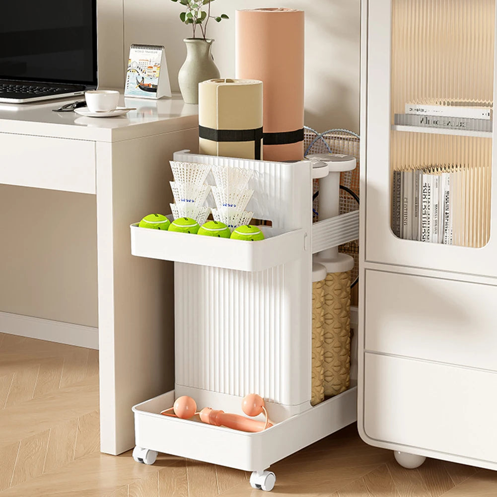 Gym Equipment Holder with Wheels – Sports Equipment Storage Rack, Yoga Mat Storage Basket, Fitness Tools Organizer