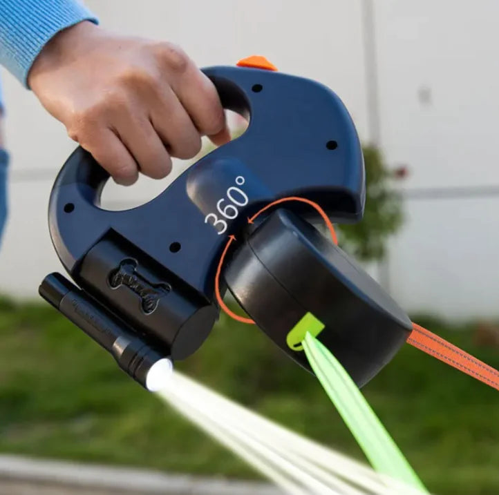 Tangle-Free Dual Retractable Dog Lead – Walk 2 Dogs with Ease